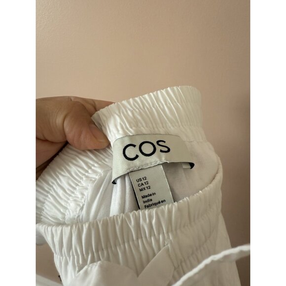 COS White Drawstring Midi Skirt Aline Basics Boho Coastal Beachy Cotton 12 - Picture 9 of 9